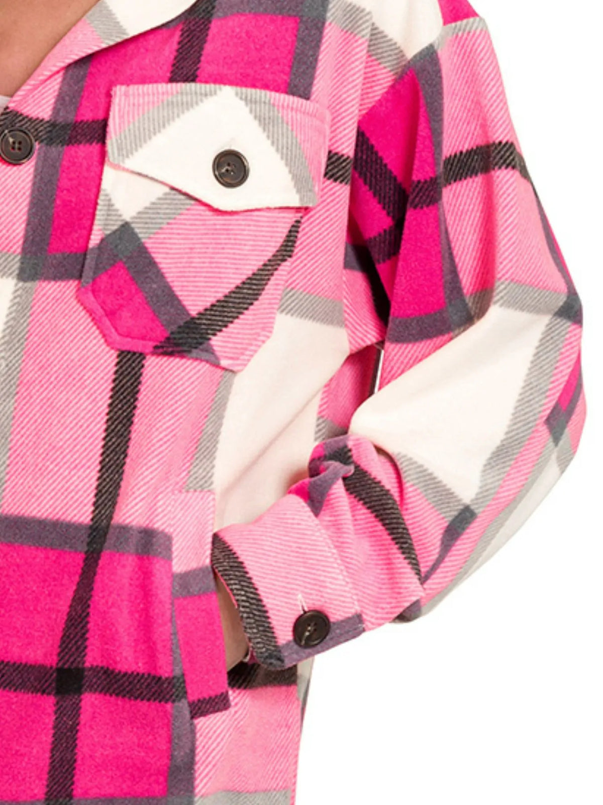 Selvanelle Oversized Plaid Fleece Shacket-2