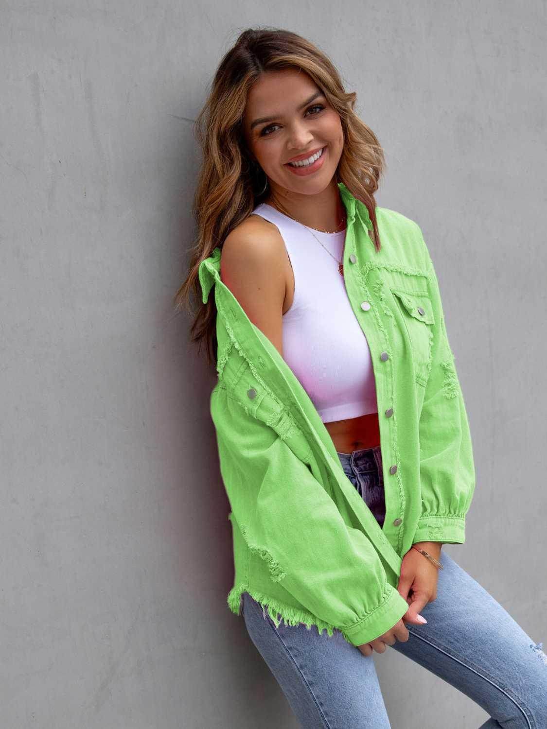Distressed Drop Shoulder Denim Jacket for Casual Style-4