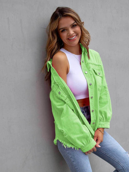 Distressed Drop Shoulder Denim Jacket for Casual Style-4