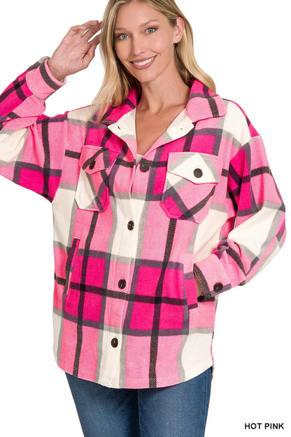 Selvanelle Oversized Plaid Fleece Shacket-1