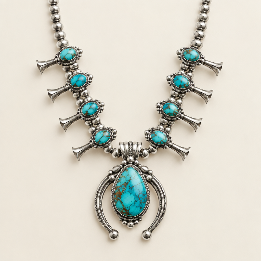 Desert Rose Squash Blossom Necklace