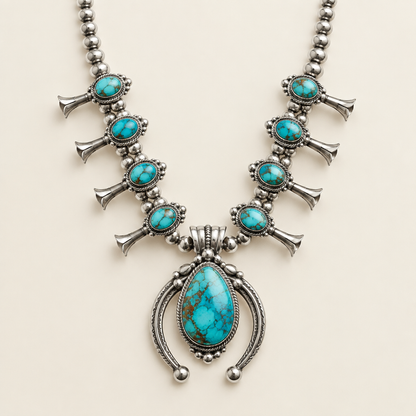 Desert Rose Squash Blossom Necklace