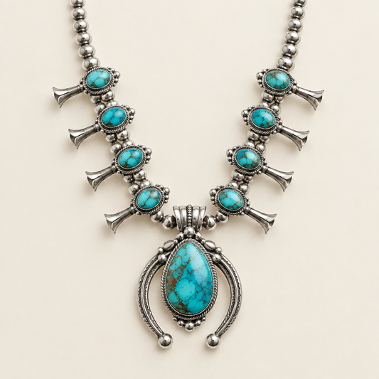 Desert Rose Squash Blossom Necklace